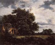 Jacob van Ruisdael Cottage under the trees near a Grainfield oil painting on canvas